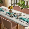 thumbnail image 3 of Happy Easter Table Cloths for 8 Foot Rectangle Tables, Spring Farmhouse Green Truck Eggs Bunny Patio Waterproof Elastic Fitted Tablecloths, Washable Rectangular Table Cover for Camping, 3 of 8