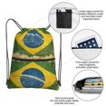 thumbnail image 4 of Brazilian Flag Drawstring Backpack Bag Water Resistant Yoga Shopping Cinch Bag Sackpack For Men Women, 4 of 7