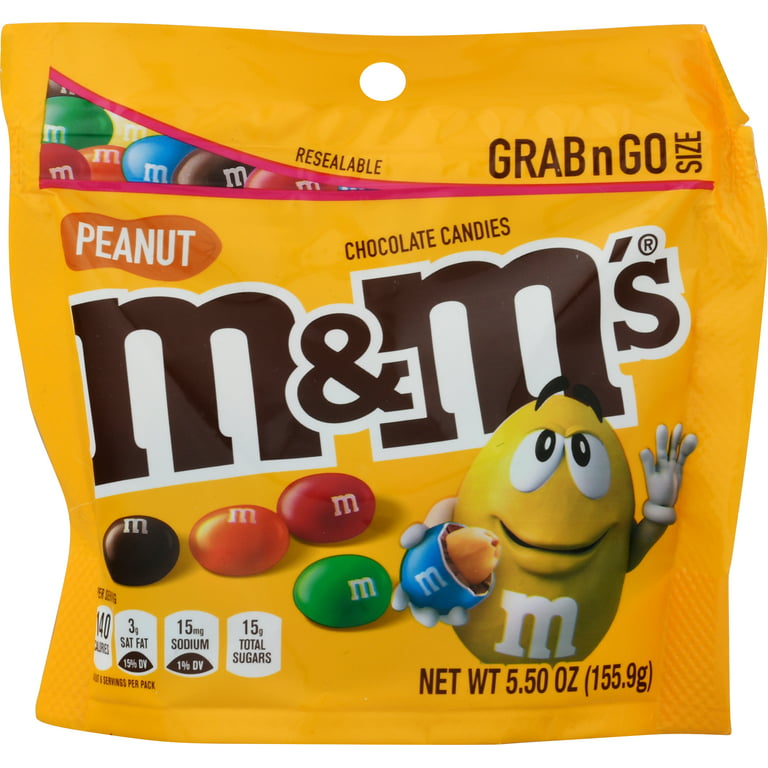 M&M's Peanut Chocolate Candy Grab & Go Size, 5.5 oz. 