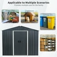 thumbnail image 6 of Kosynda 8' x 6' Outdoor Storage Shed with Air Vents, Galvanized Metal Tool Storage House with Sliding Door for Garden, Lawn, Backyard, Outdoor, Black, 6 of 8