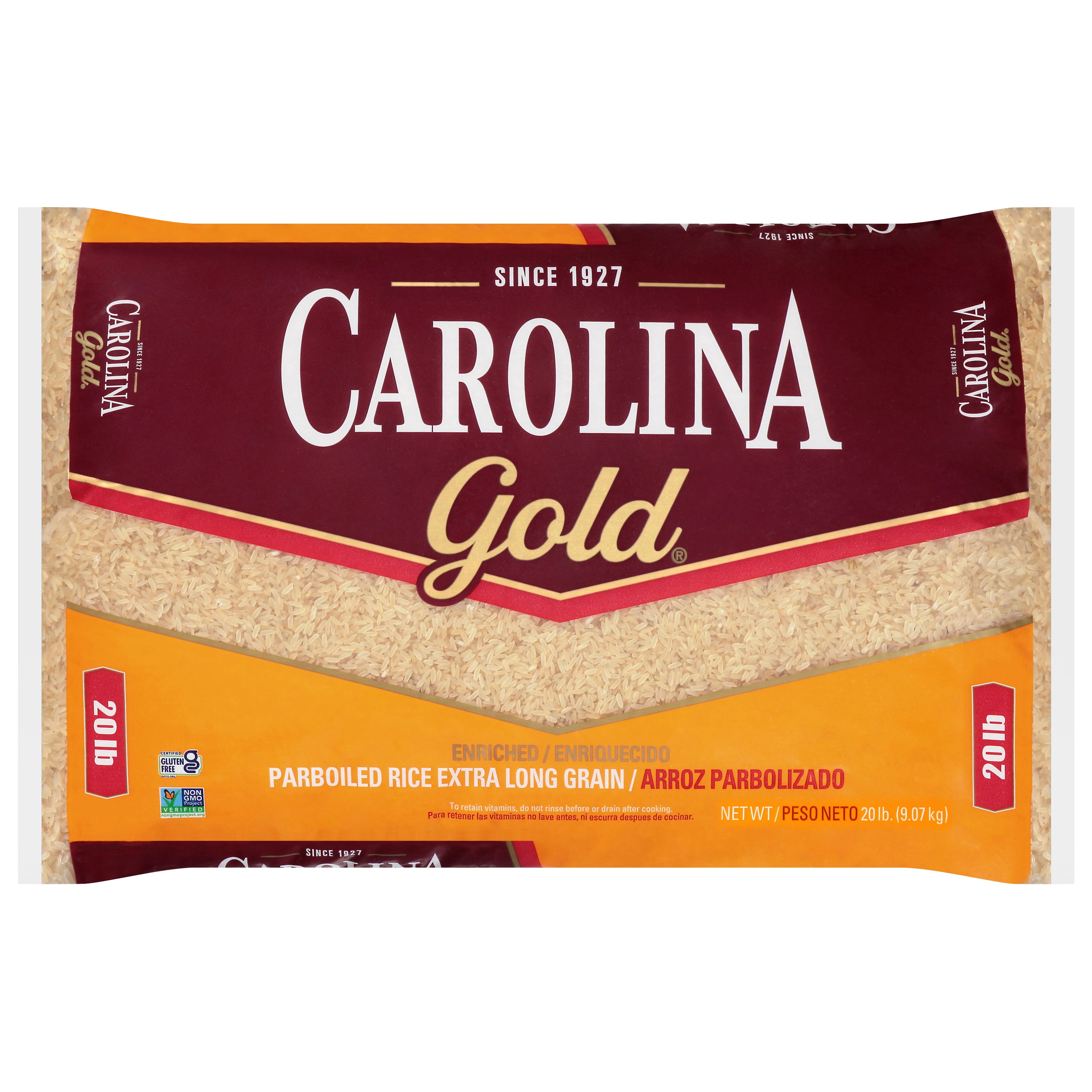 Carolina Gold Enriched Extra Long Grain Parboiled Rice, 20 lb Bag