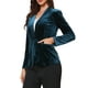 thumbnail image 4 of Blazer de terciopelo INSPIRE CHIC para mujer con solapa de muesca, de manga larga y un botón, blazers elegantes para oficina, L azul, 4 of 6