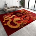 thumbnail image 1 of 4x6 Area Rugs Noble Golden Dragon Rugs for Kids Bedroom, Abstract Floral Print Office Rug Low Pile are Not Stumbling Foot for Living Room End Table Nursery, 1 of 7