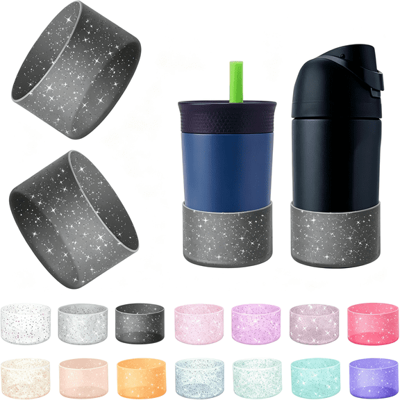 NORIZF 2Pcs Protective Silicone Boot Compatible with Kids 16Oz/14Oz Water Bottle & Sway 18Oz, Kids-Friendly Anti Slip & Anti Scratches Bottom Sleeve Bumper Cover Protector