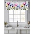 thumbnail image 2 of Curtain Valance for Windows,Colorful Tulip X-Ray Flower Kitchen Valances Rod Pocket Short Curtains,Gray Buffalo Plaid Window Treatment Panel for Bedroom Bathroom 42"x18", 2 of 7