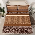 thumbnail image 2 of Erosebridal Western Bed Sheets Set Full,Wild Animals Skin Sheets Wildlife Hair Spot Print Sheet Set,Abstract Animal Hide Patchwork Top Sheet Brown Western Bedroom Decor, 2 of 6