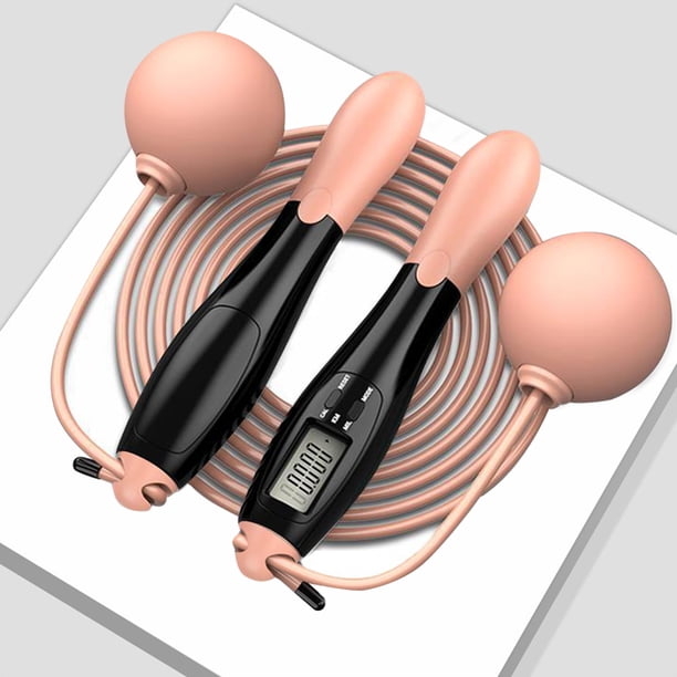 Cuerdas Para Saltar Cuerda de saltar ponderada conteo de electrones inalámbrico para gimnasio Fitness (rosa negro)