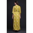 thumbnail image 3 of Bimba Robe Longue Imprimée en Rayonne à Fleurs de Pêche, Taille Smockée, Fente Latérale, Petite, Jaune, 3 of 6