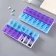 thumbnail image 2 of Double-row 14-compartment pillbox, portable, large capacity, easy to dispense and store medicines, large size with English lettering., 2 of 5