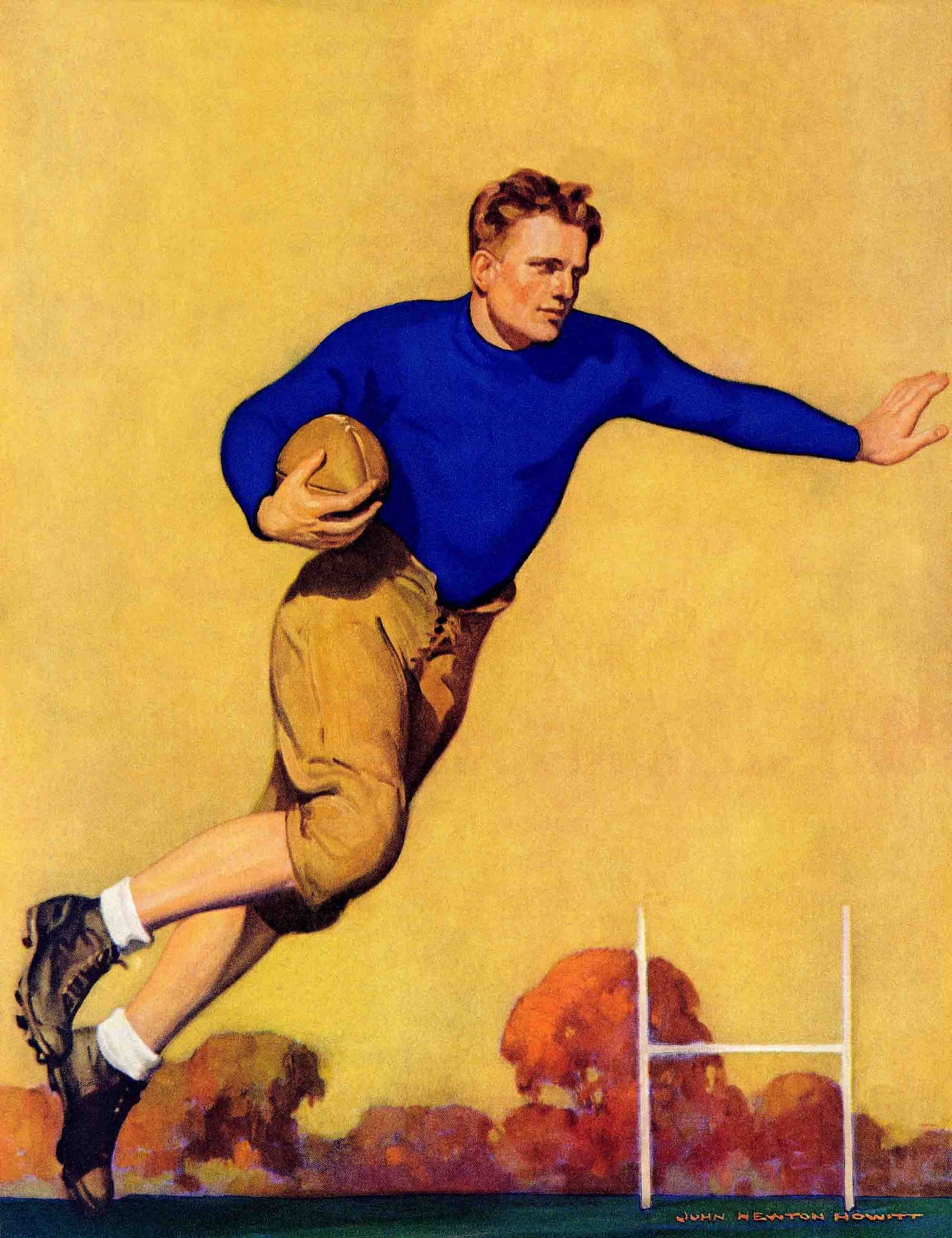 Marmont Hill Football Player by John Newton Howitt Painting Print on Canvas