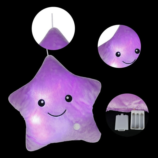 Creative Glowing Star Pillow Luminous Pillow Toys Soft Plush Star Cushions Battery Operated LED Night Light Throw Pillows Toys for Nursery Room