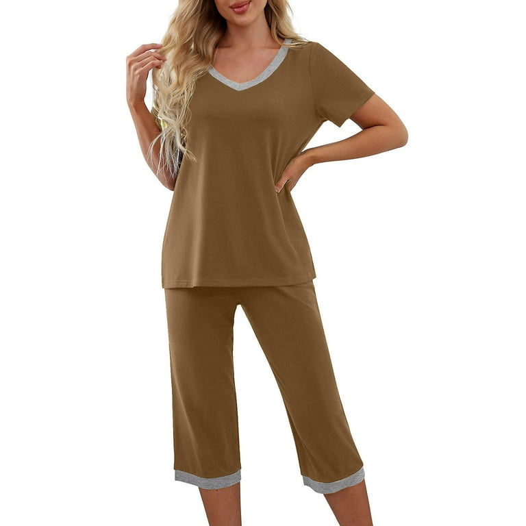 Womens Pajama Sets Size Xs Two Piece Sets Summer Sexy Two Piece Sets Summer Dressy Petite Lounge Sets Petite Summer Linen Set Pants and Vest Dress Up Airport Outfits for 2024 Petite