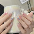 thumbnail image 1 of 24pcs Wearable Pink Press On Fake Nails Tips With Glue false nails design Butterfly Lovely Girl false nails With Wearing Tools LU, 1 of 7