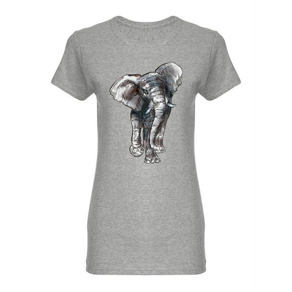 Hand Drawn Elephant Design Shaped T-Shirt Women -Image by Shutterstock, Female Medium