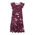 thumbnail image 7 of NaWent Girls Maxi Dress Short Sleeve Casual Long Floral Print Dresses with Pockets 6-12 Years Wine 6 Years, 7 of 7