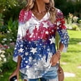 thumbnail image 3 of 250 Anniversary American Flag 3/4 Sleeve V Neck Tops for Women 4th of July Independence Memorial Day Baggy Tee Summer Patriotic Tops, 3 of 6