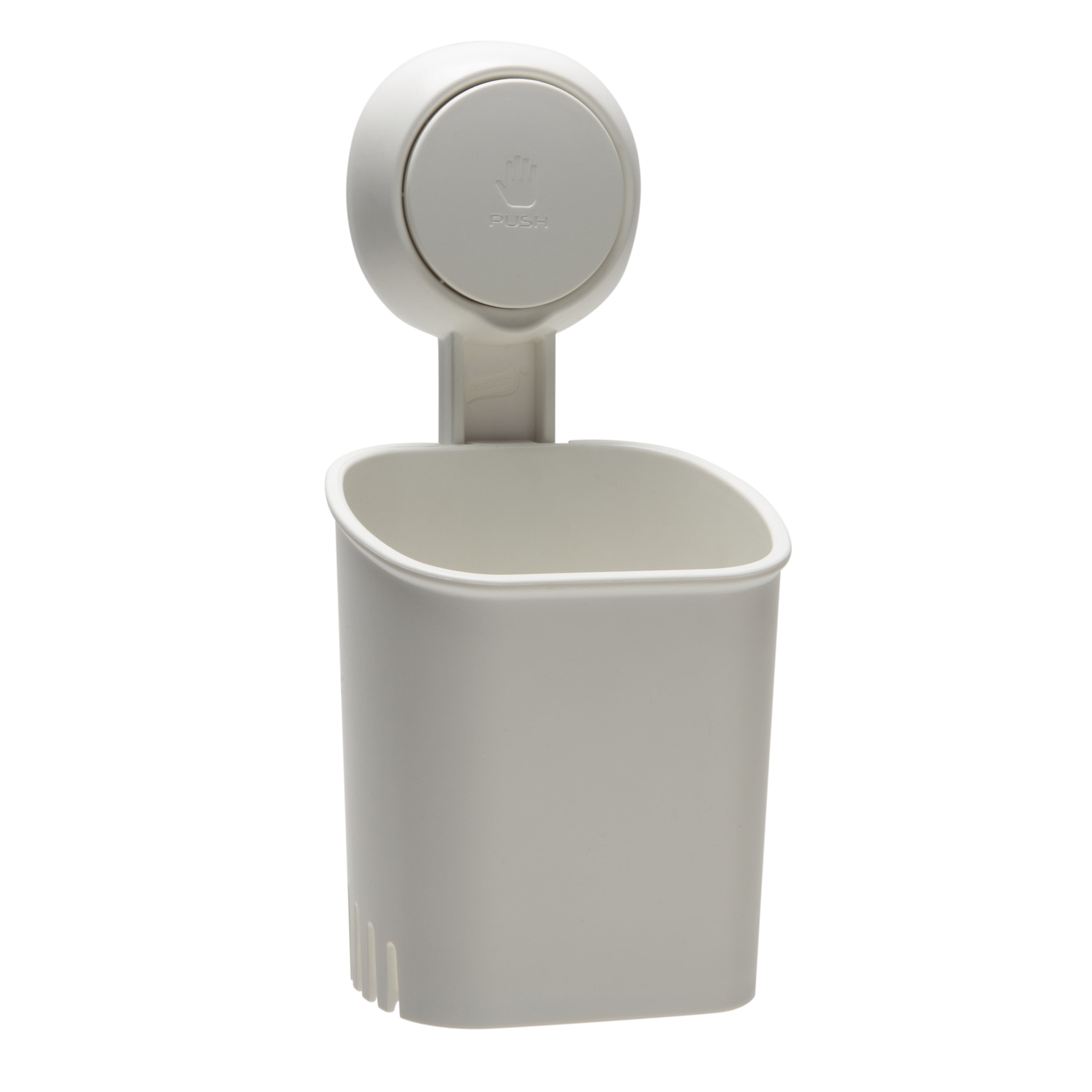 Bath Bliss Plastic Gel Suction Toothbrush Holder, White