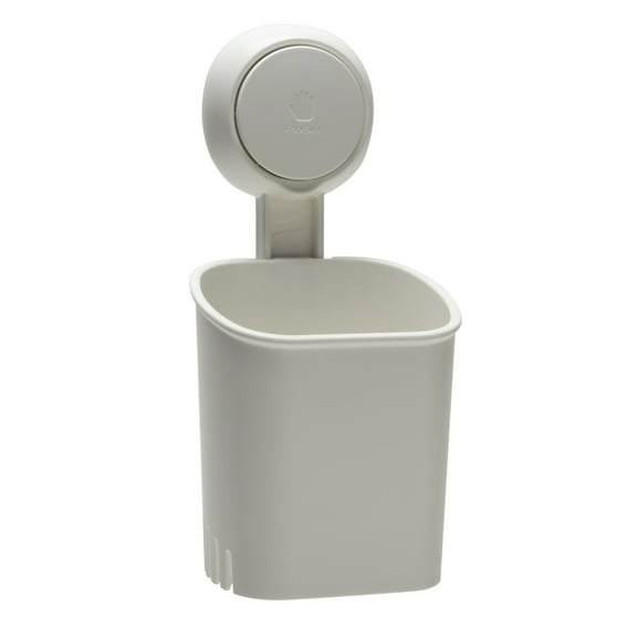 Bath Bliss Plastic Gel Suction Toothbrush Holder, White