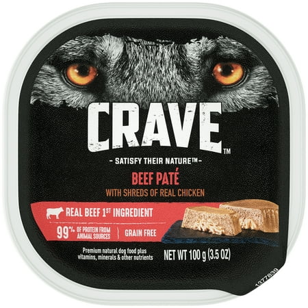 24 Pack Crave Grain Free Adult Wet Dog Food Beef Pate With Shreds Of Real Chicken 35 Oz Tray