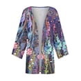 thumbnail image 4 of OUSITAID Cardigan pour Femmes Mode Décontractée Rétro Imprimé Léger Longueur Moyenne Veste Cardigan Noir L, 4 of 6
