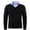 Black, variant on Men's V Neck Cable Knit Sweater with Faux Shirt Collar Long Sleeve Pullover Top