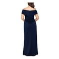 thumbnail image 2 of X BY XSCAPE Womens Navy Zippered Ruched Pleated Front Foldover Detail Short Sleeve Off Shoulder Full-Length Evening Gown Dress Plus 20W, 2 of 5