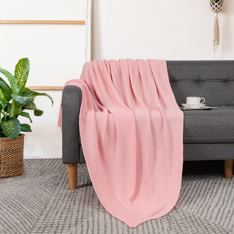 Pink cable knit throw hotsell