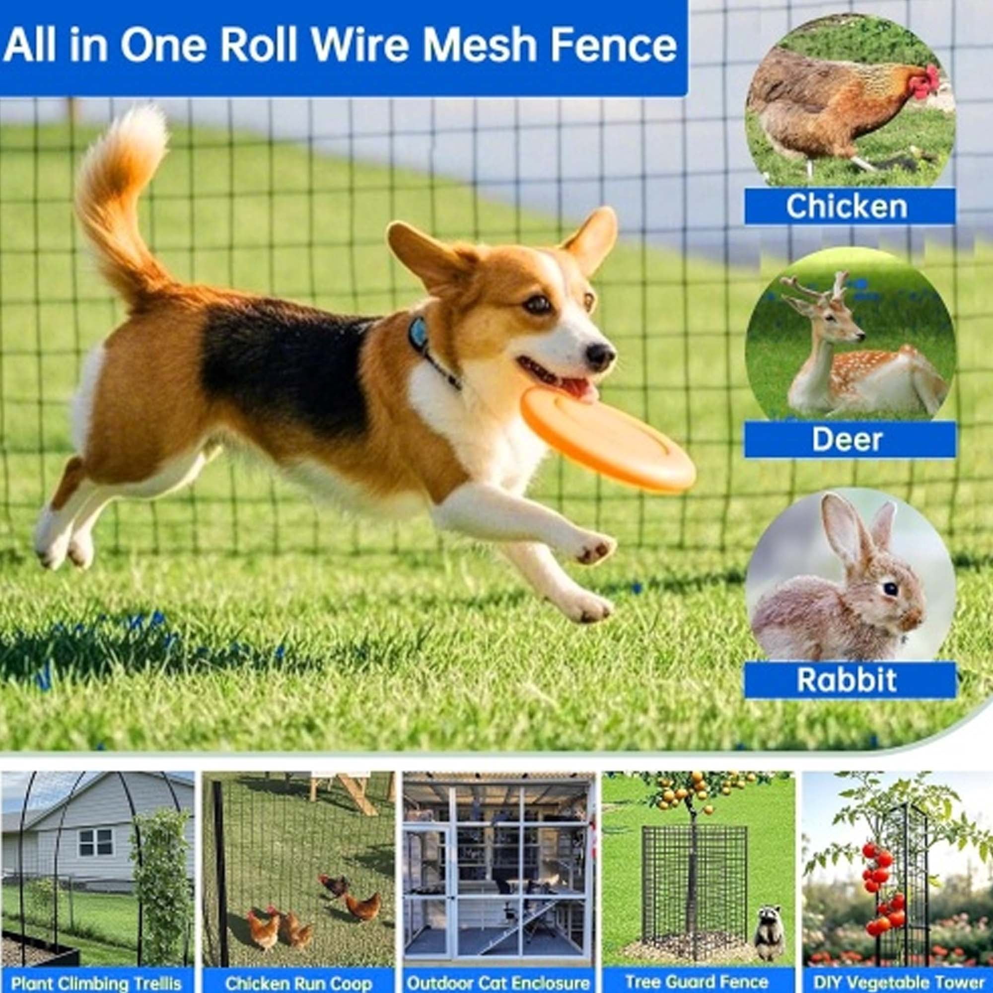 Miniyam Project Roll for Trellis & Garden Enclosure - Welded Wire Mesh 16 Gauge 2/3 Inch, Black PVC Coated, Manageable Size - 48 in x 33 ft