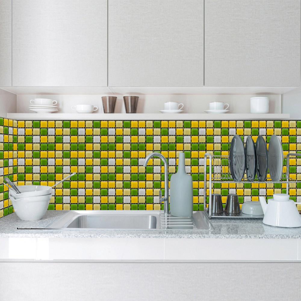 10PCS Tiles Wall Stickers PVC Bathroom Home Kitchen Decor