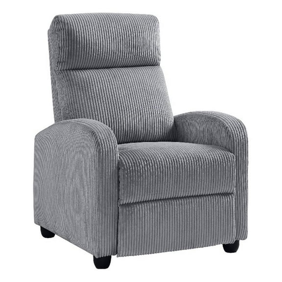 Pary Manual Push Back Reclining Chair with Dark Gray Ribbed Corduroy