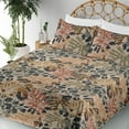 thumbnail image 3 of Ambesonne Tropical Fitted & Flat Sheet with Shams 4 Pcs Set, Exotic Leaves Grunge Art, Queen, Cinnamon and Green Brown, 3 of 5