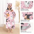 thumbnail image 3 of FORMRS Wearable Blanket Hoodie with Sleeves for Kids Cozy Flannel Sweatshirt, Pink Halloween Ghosts, 3 of 7