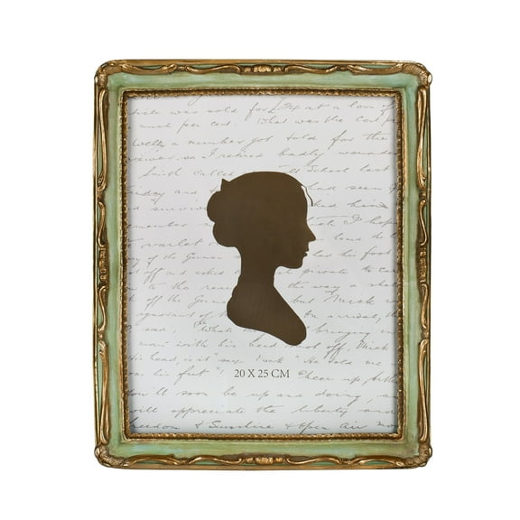 Sunlit 8x10 Inch Vintage Picture Frame, Elegant Antique Photo Frames with Glass Front, Photo Display, Tabletop Wall Hanging, Gift Ideas,Gold and Green