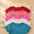 thumbnail image 7 of Girls T Shirts Summer Tops Short Sleeves Solid Color Tees Casual Crew Neck Basic Tees for Kids back to school, 7 of 7