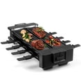 thumbnail image 1 of CUSIMAX Raclette Grill Raclette Table Grill Rotatable Korean BBQ Grill, 1400W Indoor Grill with 2 Non-stick Grill Plates, 8 Cheese Trays and Wooden S, 1 of 8