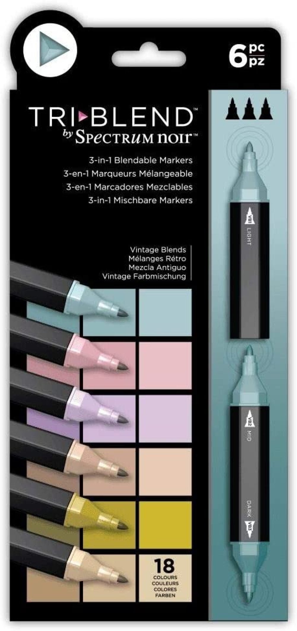 Spectrum Noir TriBlend 3-in-1 Alcohol Markers 6PK Available in 8 Shades