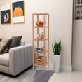 thumbnail image 5 of Bamboo Bathroom Shelf 5-Tier Multifunctional Rack Wall Mounted Utility Storage Organizer Towel Shelves Kitchen Living Room Holder,146*33*33cm-Natural, 5 of 7