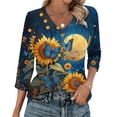 thumbnail image 1 of Ounisa T-Shirts à Manches 3/4 pour Femmes Col en V Manches Raglan Chandail Imprimé Décontracté Tendance Printemps Été Mode Hauts P-2TG, 1 of 6
