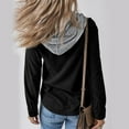 thumbnail image 3 of TFEOQRY Women's Winter Corduroy Cardigan Jacket New Casual Solid Color Button Hooded Drawstring Outwear Long Sleeved Top Jacket Pocket Black, 3 of 6