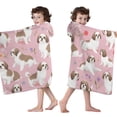 thumbnail image 4 of Shih Tzu Dogs and Pioneer Flower Hooded Bath Towel，50"x30" for Ages 3 To 12 Kids, Quick Dry Lightweight Soft Microfiber Hood Beach Towel Cover Up for Kids, 4 of 7