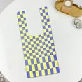 thumbnail image 4 of Grid Pattern Lady Shoulder Bag Handbag Capacity Satchel Hand Bag Women Totes Purple Yellow, 4 of 8