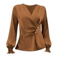 thumbnail image 5 of Maplenight Long Sleeve Shirts for Women Dressy Casual Pleated Wrap Tops Office Work Blouse Fall Business Outfits, 5 of 6