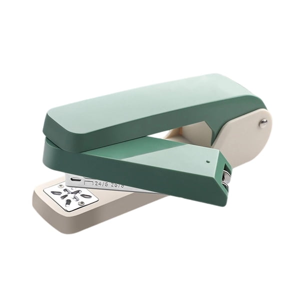 Grapadora manual giratoria compacta de escritorio para oficina, escuela y hogar. Verde