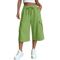 thumbnail image 2 of Noric Women's High Waist Wide Leg Capri Pants Loose Fit Casual Drawstring Multi Pockets Lounge Pants, 2 of 7