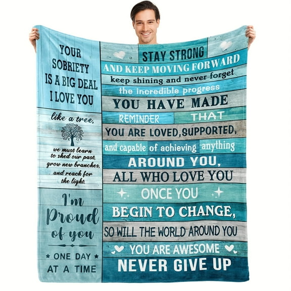1pcs Inspirational Sobriety Gifts For Women Men Throw Blankets, AA Gifts, Sober Gifts, Best Recovery Gifts, Addiction Gifts For Her