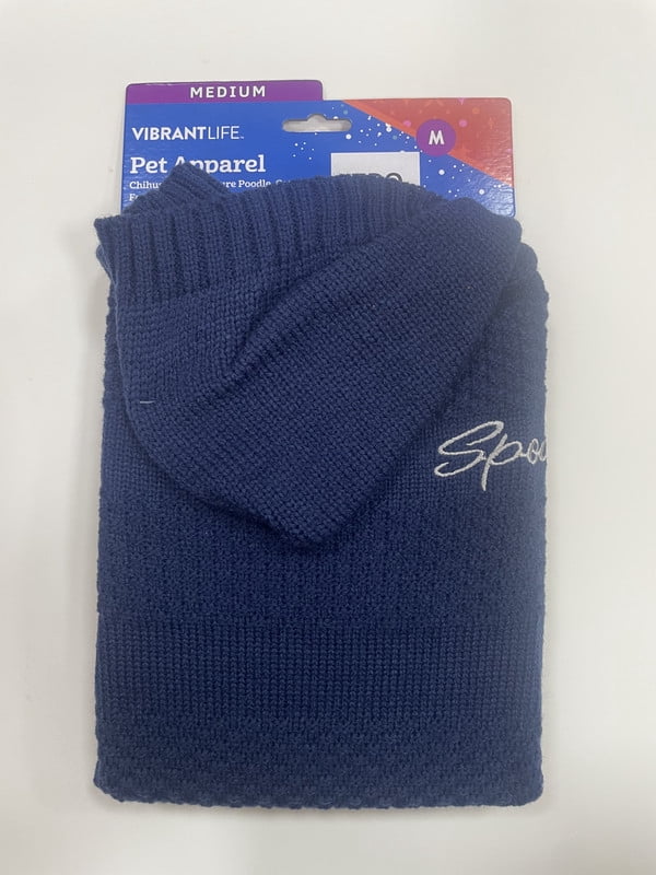 Vibrant Life Holiday Waffle Knit Spoiled Sweater for Dogs, Blue, M