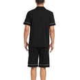 thumbnail image 4 of ANLIQI Men's 100% Cotton Short Sleeve Pajama Sets Button Down Notched Collar Sleepwear Soft Lounge Pjs with Pockets (Black, L), 4 of 6