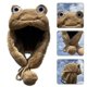 thumbnail image 2 of Women Winter Cute for Frog Eyes Fuzzy Plush Trapper Hat with Pompom Chin Strap Outdoor Windproof Fluffy Thermal Warm Solid Color Beanies Earflap Cap, 2 of 4