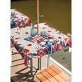 thumbnail image 2 of Outdoor Tablecloths with Umbrella Hole & Zipper, Independence Day 60x60 Inch Square Tablecloths, Patriotic Gnomes USA Flag Flowers Retro Waterproof Table Cloth, Patio/Pool/Picnic Table Covers, 2 of 8
