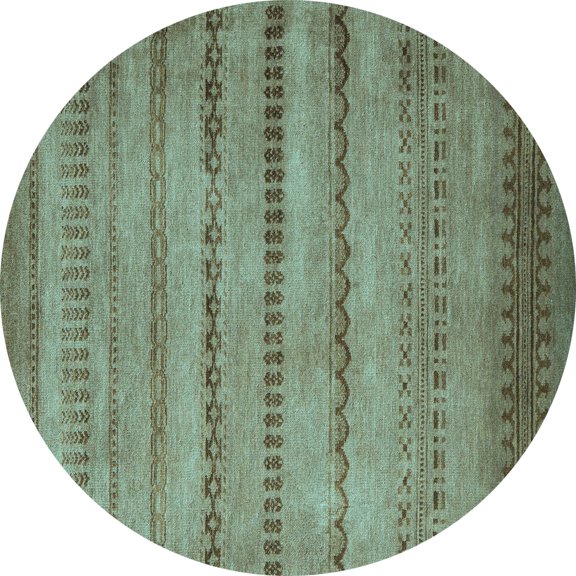 Ahgly Company Indoor Round Oriental Light Blue Modern Area Rugs, 4' Round